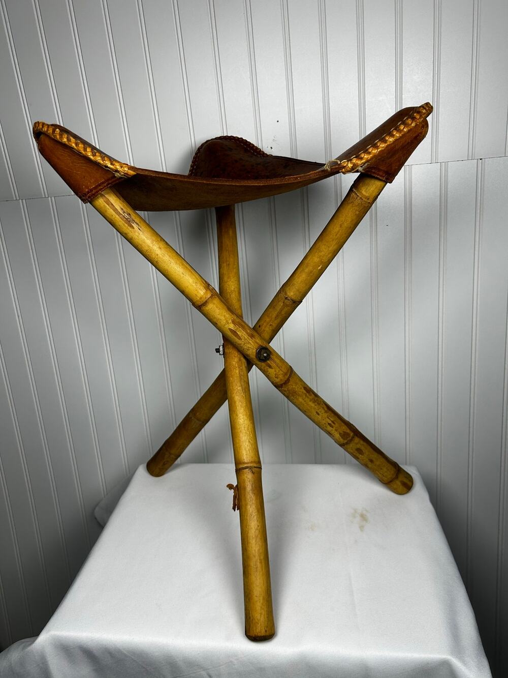 Decorative  Folding Leather & Wooden Chair hiking hunting lightweight